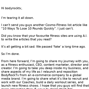 The Last Email From BodyRockTv