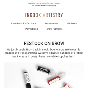 Brovi is BACK IN STOCK! Only at Inkbox Artistry