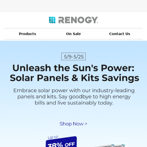 Save up to 38% on your Solar Panels & Kits!