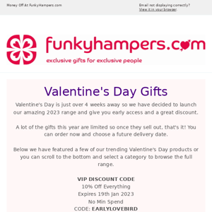Early Bird Valentine's Day Offers by Funky Hampers