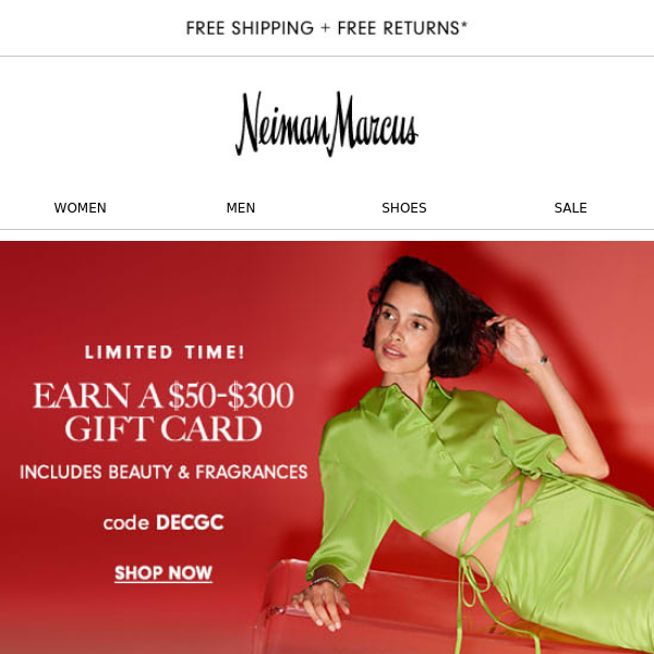 Starts now! $50-$300 gift card on Golden Goose, La Mer & more