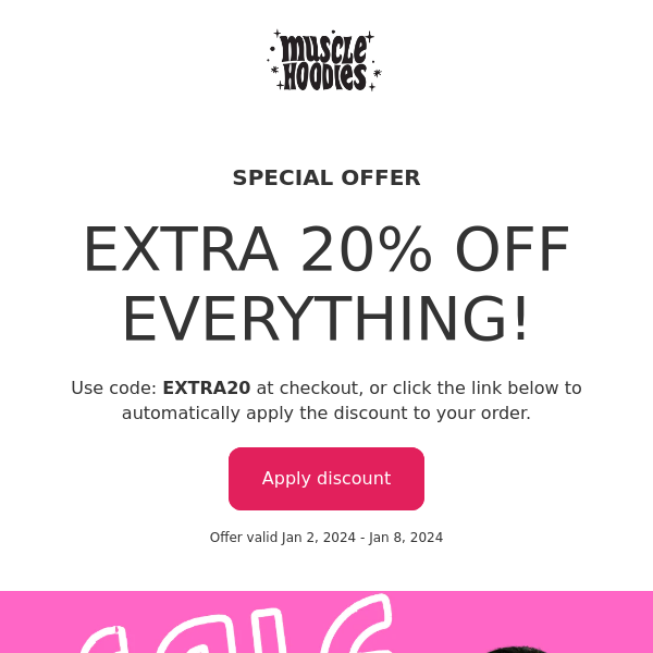 EXTRA 20% OFF SALE AND WHOLE SITE!