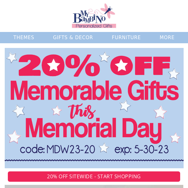 20% off Memorable Gifts this Memorial Day❤️🤍💙