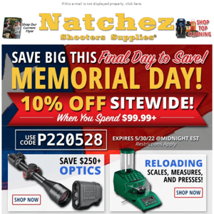 Final Day for Memorial Day Deals!