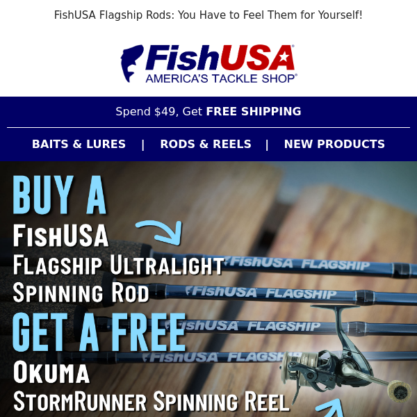 Pair Up your Flagship Rod with a FREE Okuma Stormrunner Reel!