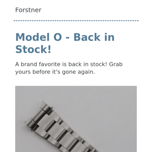 Forstner Model O is Back!