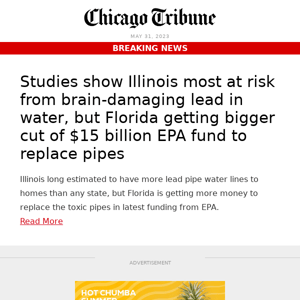 Studies show Illinois most at risk from brain-damaging lead in water, but Florida getting bigger cut of $15 billion EPA fund to replace  pipes