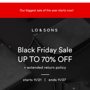 Black Friday Sale STARTS NOW - up to 70% off