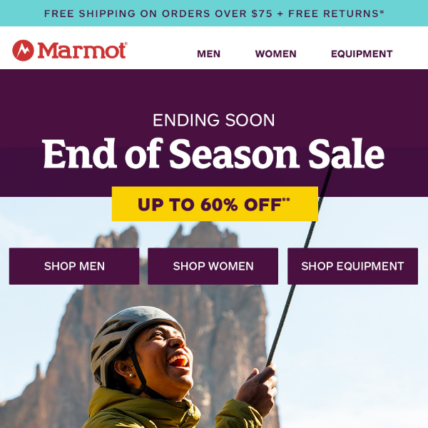 ENDING SOON: Up to 60% Off End of Season Sale
