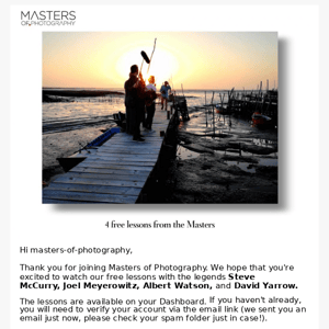 Hi Masters Of Photography, here are your 4 FREE lessons!