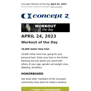 Workout of the Day: April 24, 2023