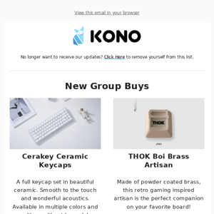 New Group Buys: Cerakey Ceramic Keycaps, THOK Boi Brass Artisan! - Kono Store Weekly Update