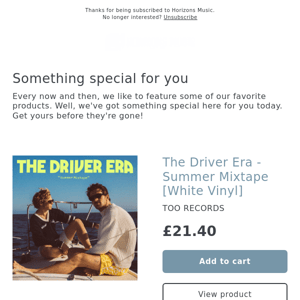 NEW! The Driver Era - Summer Mixtape [White Vinyl]