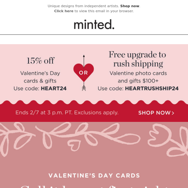 15% off fully customizable V-Day cards