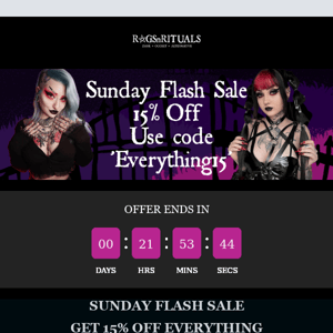 Special Sunday Flash Sale! ⚡ 15% Off Everything