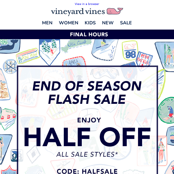 THIS IS IT: Half Off Sale Ends Tonight