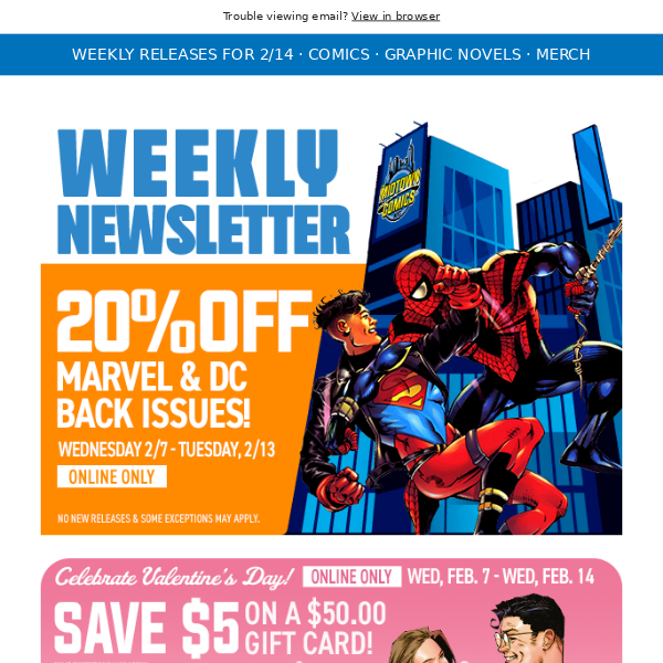 20% off Marvel & DC Back Issues, Superior Spider-Man #3, Sinister Sons #1, Batman #143, Scarlet Witch & Quicksilver #1, Gang War Continues, & more!