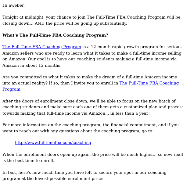 Enrollment for The Full-Time FBA Coaching Program Closes Tonight Midnight!