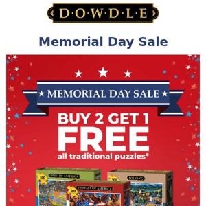 Buy two Dowdle traditional puzzles get the third free.