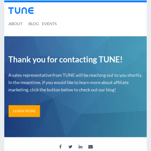 Thank you for reaching out to TUNE!