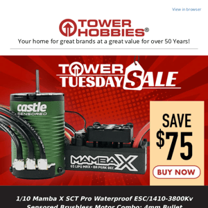 Tower Tuesday Special: Save $75 on a Castle Mamba X ESC Motor Combo