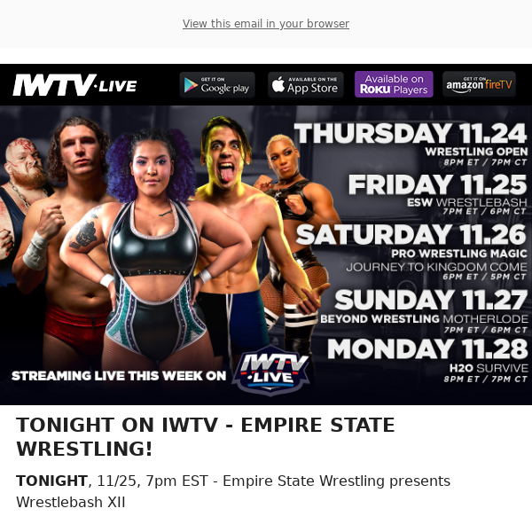TONIGHT on IWTV: Empire State Wrestling!