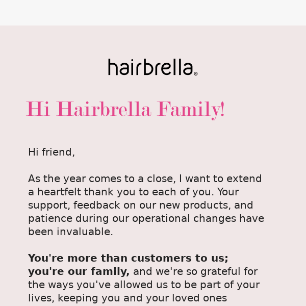 🌟 Warm Thanks & A Special Holiday Treat from Hairbrella 🌟