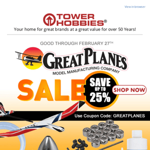 ✈️ Shop The Great Planes Sale with Savings up to 25% Through February 27th.
