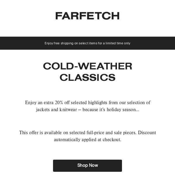 Get an extra 20% off jackets and knitwear