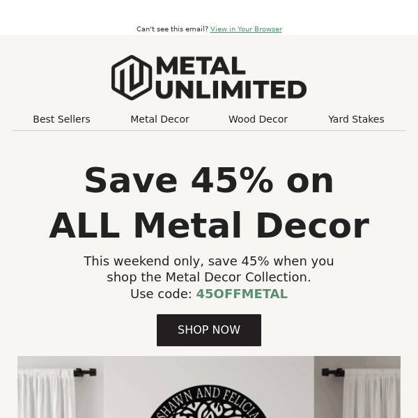 Ends Soon: 45% OFF Metal Decor ⏰