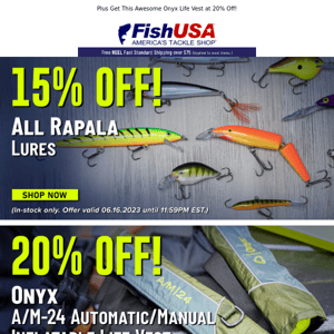 🕰️Still Time to Save on All Rapala Lures 15% Off! 🕰️