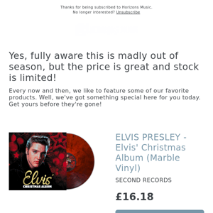 LIMITED! ELVIS PRESLEY - Elvis' Christmas Album (Marble Vinyl)