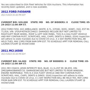 GSA Auctions GSA Fleet Vehicles Update