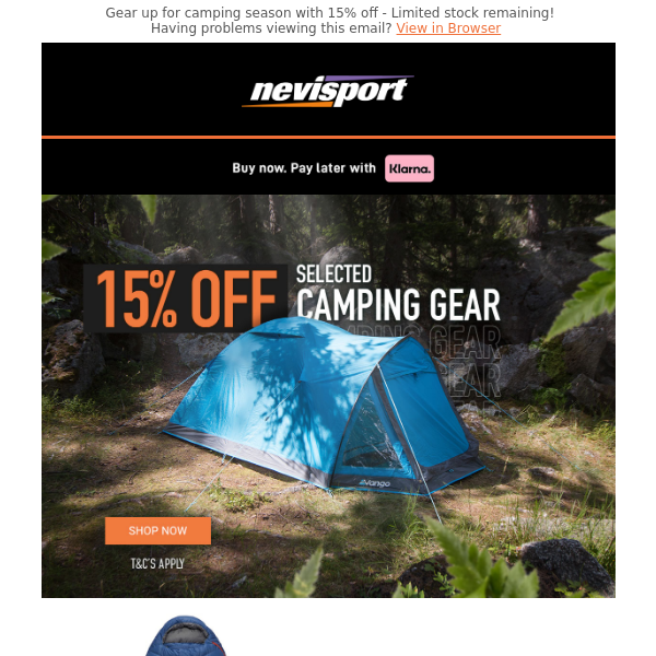 15% Off Selected Camping Gear