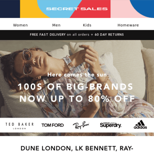 Tap here for up to 80% off  big brand dresses, sunglasses, watches, activewear, homeware, bags & more to explore!