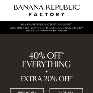 It's Time: 40% off everything + extra 20% off