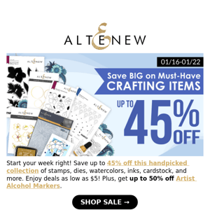 💥SALE Alert! Up to 45% Off Stamps, Dies, Watercolors, Inks, & MORE!