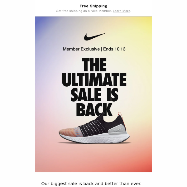 Nike, save up to 60% on select styles