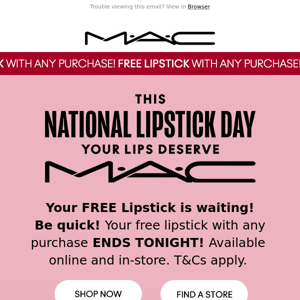 ENDS TONIGHT! 🚨 Quick! Grab your Free Lipstick! 💄