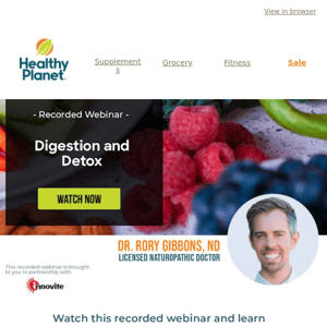 Recorded Webinar | Digestion and Detox: A Naturopathic Approach | by Dr. Rory Gibbons, ND
