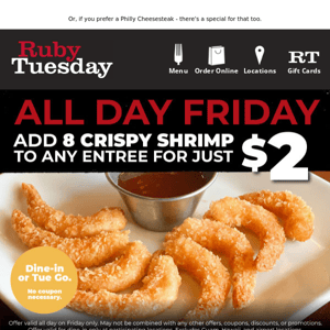 How do we celebrate Friday? With 8 Crispy Shrimp for $2!