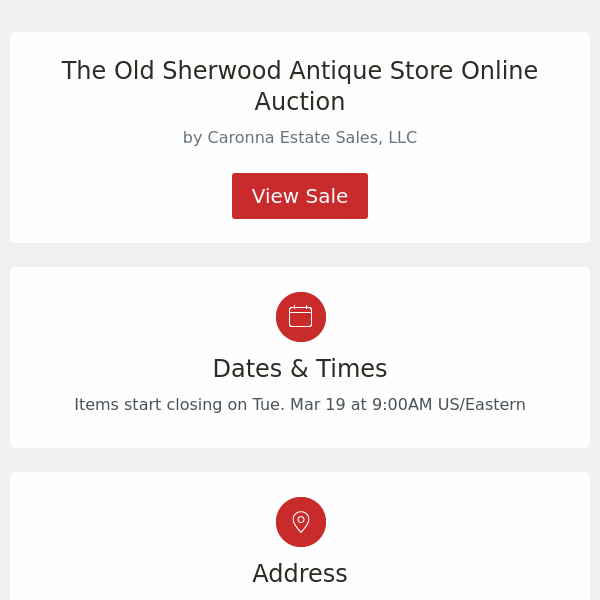 The Old Sherwood Antique Store Online Auction