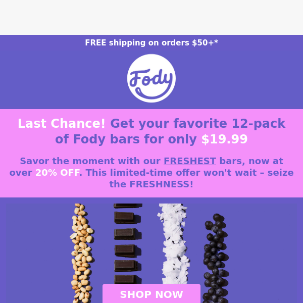 Last Chance! Get the freshest bars 20% OFF 🤩