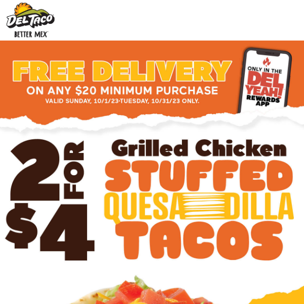 Grab the 2 for $4 Deal on Grilled Chicken Stuffed Quesadilla Tacos! 🌮