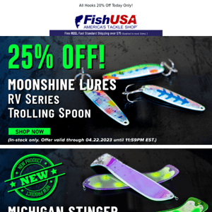 Stock Up on Moonshine RV Trolling Spoons, 25% Off Today Only!