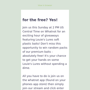 Sunday...1 hour of Louie's Lures Giveaways
