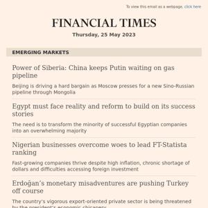 Emerging Markets: London AM: Power of Siberia: China keeps Putin waiting on gas pipeline   ...