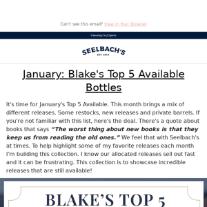 Seelbach's:  Blake's Top 5 Available Picks In January