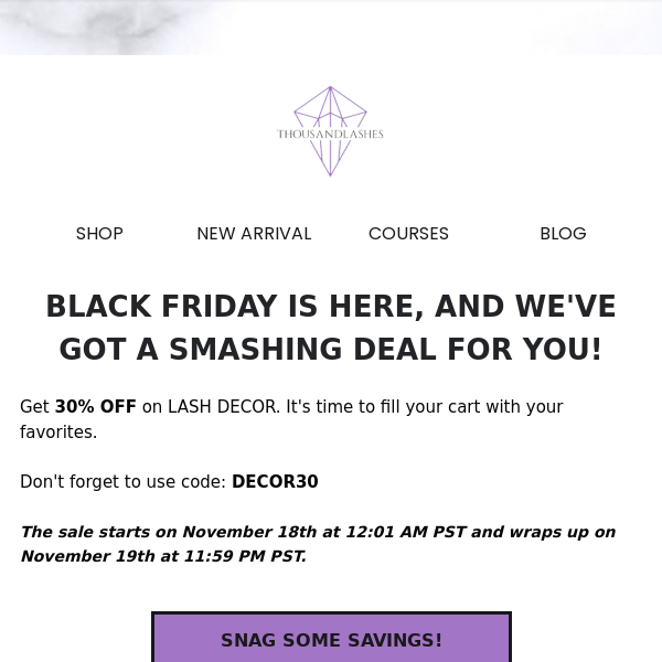 Black Friday: 30% OFF Lash Decor 🤑