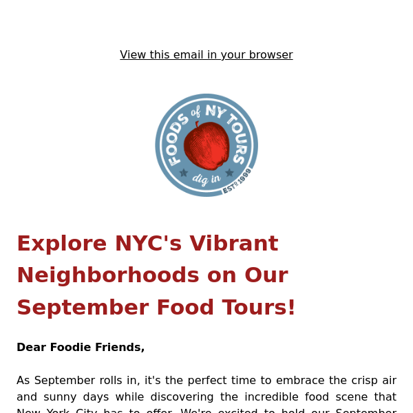 Savor the Last Rays of Summer with Our September Food Tours! 🤩